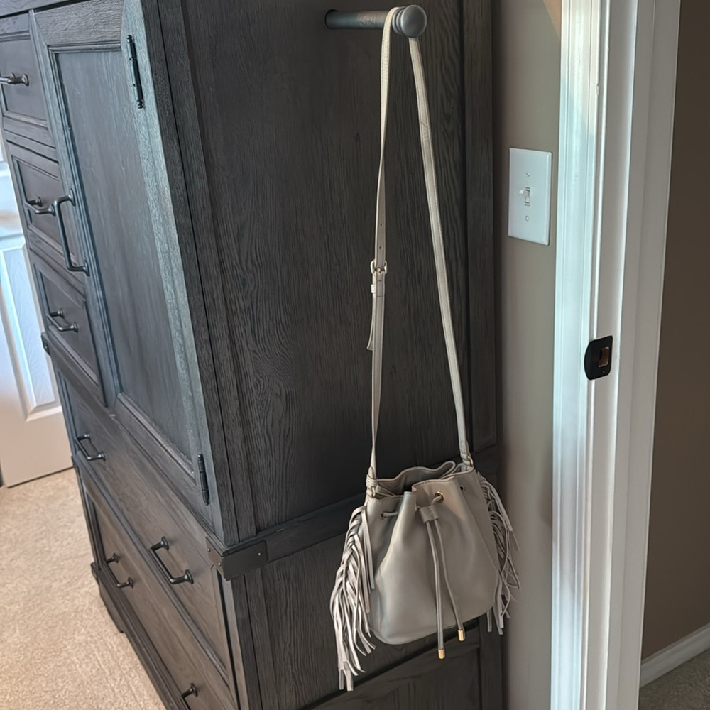 Vince Camuto Shoulder Bag with Drawstring Closure and Fringe Detail w Dustbag - Picture 7 of 10